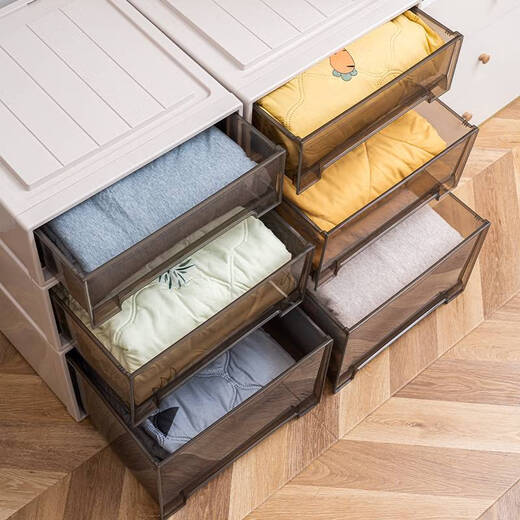 Yonghuan Garderobe Aufbewahrungsbox Schublade Plastik Haushaltsbekleidung Aufbewahrungsbox Kleidung Unterwäsche Organisation Box Transparent Storage Box 37L3523 Tiefe 47*Breite 35*High 23cm Sonderangebot ein Paket ein Paket