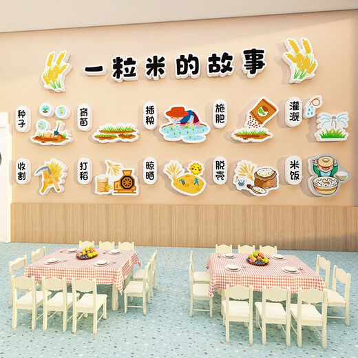 FIELL幼儿园环创主题墙贴成品一粒米的故事托管班食堂走廊文化墙面装饰 x1098-a款 5mm 雪弗板 小