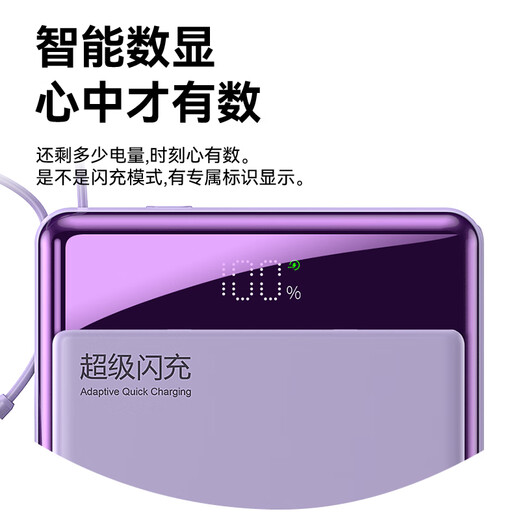 IMF direct operation, national 3C certification, can be used on airplanes and high-speed trains, super fast charging power bank, large capacity, portable power bank with built-in cord, suitable for Apple 20,000 mAh, exclusive version of iris blue, super fast charging + high-quality battery cells, 3C certification/same day and next day delivery, recommended top version, can be used on airplanes