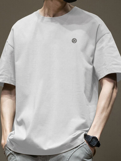 GXG trendiges amerikanisches Kurzarm-T-Shirt für Herren im Sommer, reine Baumwolle, Rundhalsausschnitt, vielseitig lässig, 2025 neue trendige Marke, lockeres T-Shirt im Hongkong-Stil, weiß – 1365 Kurzarm – 100 % Baumwolle. S empfohlen 80–110 Jin Jin entspricht 0,5 kg