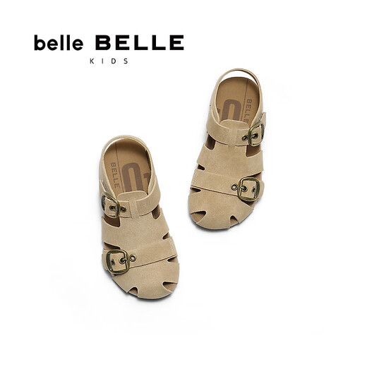 Belle Children's Shoes Roman Sandals 2025 Xiaxin Mall Same Style Comfortable Hollow Casual Toast Shoes 93920B65 Apricot 30