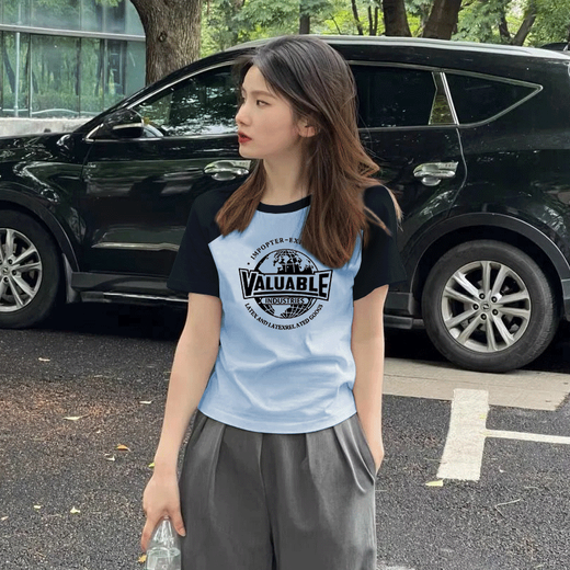 Playboy (Playboy) Frauen reines Baumwoll-Kurzärärmel-T-Shirt für Frauen 2025 Sommer Neues Design Nische Koreaner Loose Raglan Ärmel