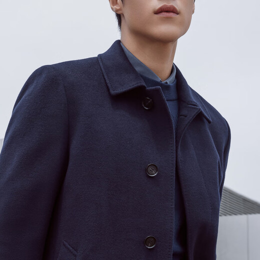 YOUNGOR Men's Coat Men's Wool Cashmere Blended Back Pants Business Coat Goose Down Liner Warm and Comfortable 2025 New Product Navy VYSY01N998FFA L 175/96A (Recommended 140-150 Jin Jin equals 0.5 kg)