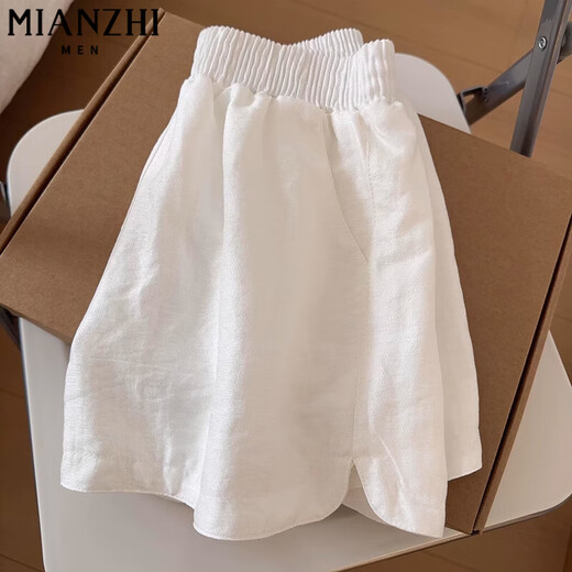 
Cotton-made ice silk slit high waist wide-leg casual shorts for women's summer thin style 2025 new small slim sports pants 680 white [high quality 21.5] L 110-125Jin [Jin equals 0.5 kg]