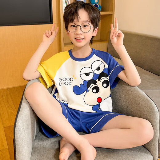 何佳功叮当猫男童睡衣 夏季短袖男孩卡通儿童中大童小孩子套装家居服 KYM短套6627恐龙 170 10码 建议身高110-120CM