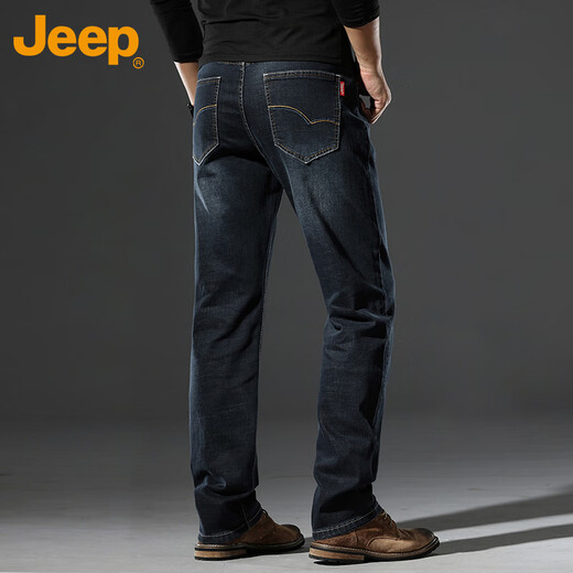 JEEP Jeep Jeans Men's Autumn and Winter Trendy Loose Pants Men's Casual Straight Men's Trousers Blue 34