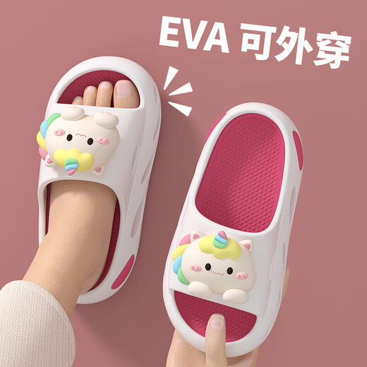 New popular children's sandals, cute baby sandals, non-slip beach shoes, removable and washable home slippers, purple pink unicorn EVA soles, removable and washable 17, suitable for feet length 16CM, size 26-27