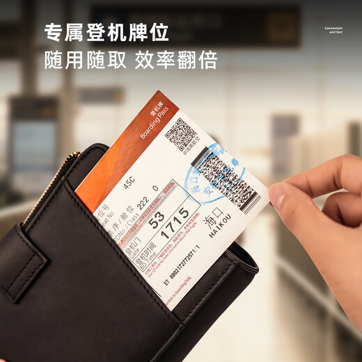 Master Lu Passport Wallet integrada en una, cepillado antirrobo multifuncional, almacenamiento de viajes, cabestro de cuello, certificado de cuello, clip de pasaporte portátil, billetera de monedas, negro (con cuerda del cuello)