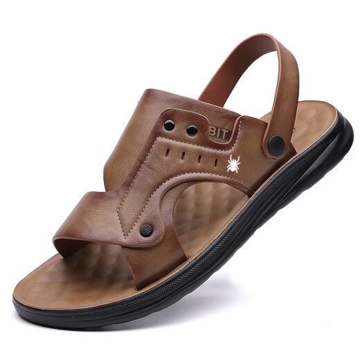 Spider King (Spider King) Spinnenking-Sandalen für Männer 2025 Sommer neuer Leder Beachschuhe Weiche Sohle Außen mit Dual-Purple Cool braun Z6623 38