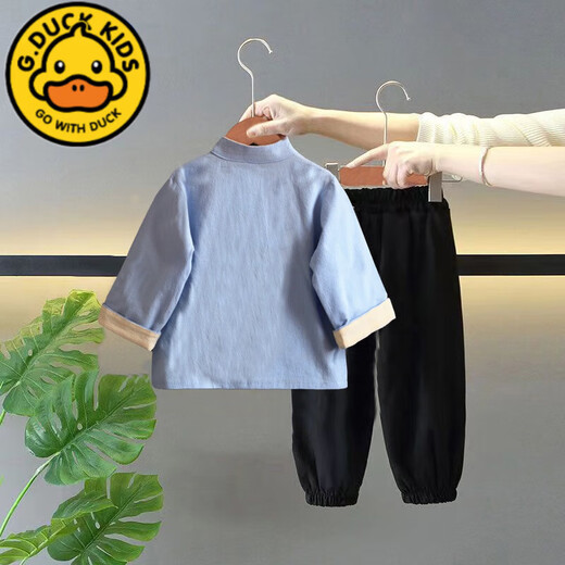 G.DuckKids Children's's Hanfu Boy Tang Vêtements Chinois Clothes Children's Clothing's Baby Un an Set Set Cotton Line Long Manche Long Spring and Automne Style Chine