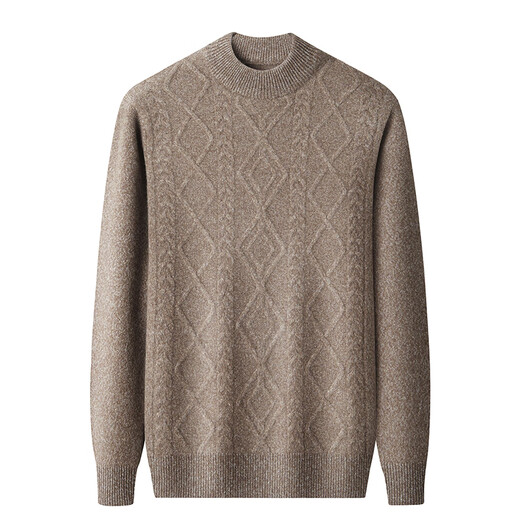 
Mongolian cashmere Ordos city cashmere sweater for men in winter thickened men 100 pure cashmere middle-aged and young people half turtle neck warm sweater gray XL size 180