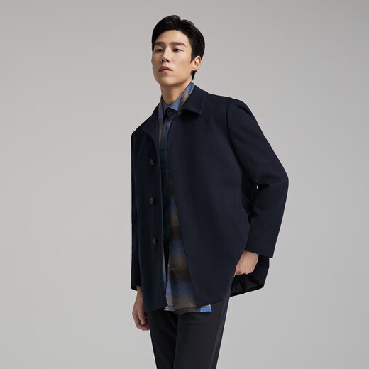 YOUNGOR Men's Coat Men's Wool Cashmere Blended Back Pants Business Coat Goose Down Liner Warm and Comfortable 2025 New Product Navy VYSY01N998FFA L 175/96A (Recommended 140-150 Jin Jin equals 0.5 kg)