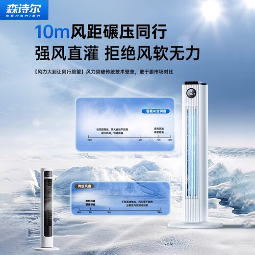 Senshier 2025 new model丨Whole house 16 C air conditioner fan cooling electric fan refrigeration bladeless tower fan silent floor fan home living room vertical dormitory smart bedroom smart 70cm upgrade 150/h circulating air volume丨Mechanical model German aviation motor丨3D surround wind feeling丨35db silent and undisturbed