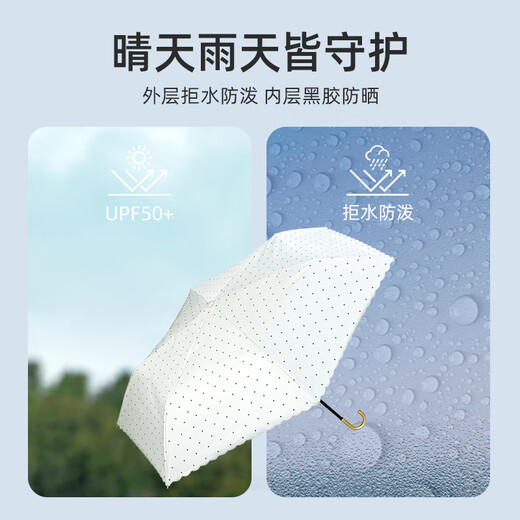 WPC sunscreen parasol small and portable dual-purpose women's high-quality hook sun umbrella vinyl ultraviolet pearl retro umbrella-white 801-15924-102OF