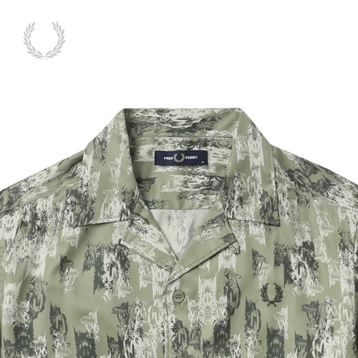 Fred Perry Men's Casual Shirt 2025 Été Bleas Wheat Ear Street Beach Short Shirt Tide M9898 Khl / Olive L