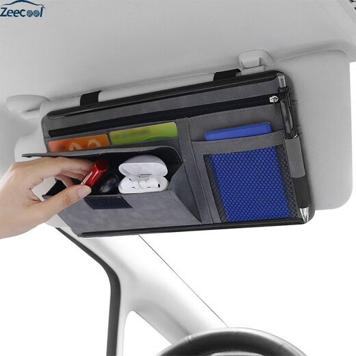 
The repair car sunscreen glasses box storage bag ID card receipt clip car fur rubber frame zipper card 9276B blue