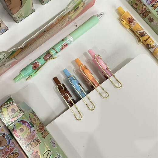 MPPMCK Kapibala Blind Box Neutral Stift Internet Berühmtheit Hochwertiges Ins 2d peripherer Cartoon niedliche Capybara Schnellrocknen Pinsel St. Tipp glatt 0,5 mm schwarzer Wasserstift Schüler Text gemischtes Haar 6 Teile X-6227 Jiyikawa Blindbox 0,5 mm x Andere/andere