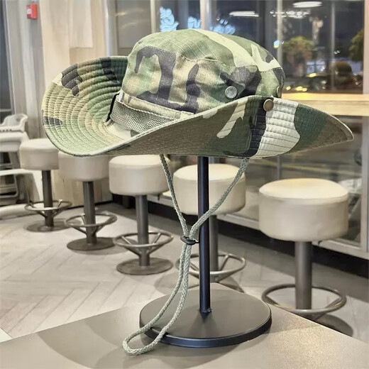 Camouflage Bunny Hat Outdoor Sun Hat Men's Big Brim Round Hat Fishing Hat Camouflage Hat Sun Protection Hat Bunny Hat-Dark Green 55-59CM
