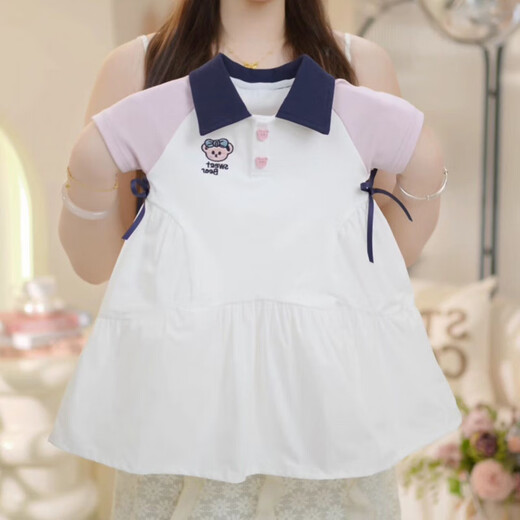Ttpmer Girls Sommer Mode Polo-Rock kurzärmelige Kinderstil Kleid 9221-Kartoon Katze Polo-Rock 110