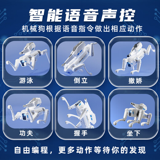 Biansheng Science and Education AI intelligent robot dog voice artificial technology programming boy electric remote control children's toy gift [Black and gold] AI intelligent robot dog gift box Shooting + singing and dancing + programming