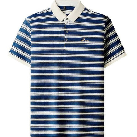 Playboy (PLAYBOY) 2025 new summer ice silk men's short-sleeved T-shirt lapel middle-aged men's casual half-sleeved top striped POLO shirt AEPPEM/1342 gray M 165