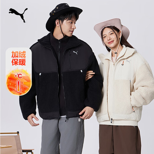 PUMA thickened cold insulation and warm imitation sherpa jacket for men and women autumn and winter stand collar jacket top 629733