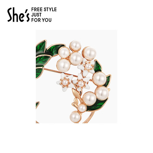 She s Akiko Contrast Color Gardenia Temperament Brooch Corsage Pin Earrings Combination Set Birthday Gift for Girlfriend Gardenia Garland Brooch SBB9209307D1