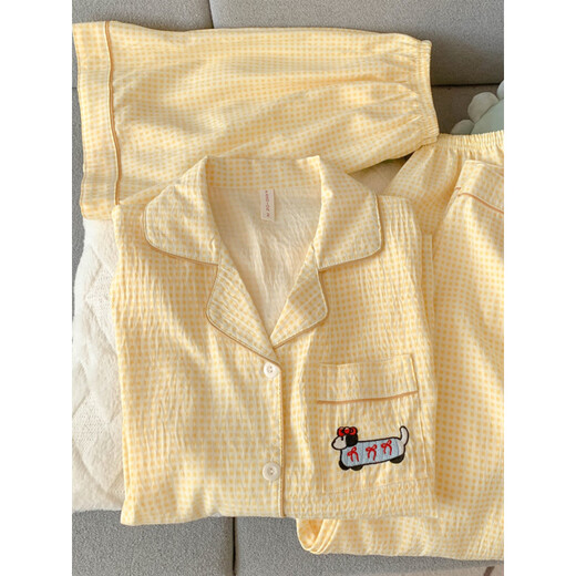 Arctic Velvet Dinkshund Dog Pyjamas for Women 2025 Nouveau été coton Pure Coton Gauze à manches courtes à trois pièces CARTIGAN Coton Silk Home Vêtements Yunduo Cotton-9902 # Star KT Cat Treece Set M [Suggestion 75-100Jin [Jin est égal à 0,5 kg]]]