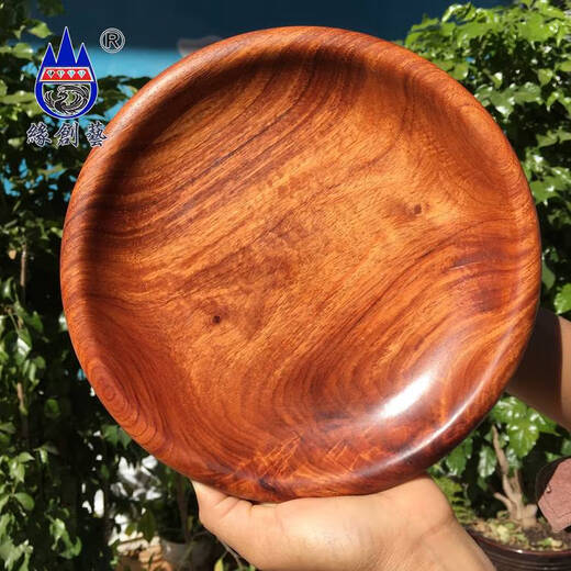 Yusenyi plato de fruta de papaya madera entera sala de estar almacenamiento de escritorio plato pequeño de madera maciza No. 9794 v textura de calidad de defecto plato de fruta encaje