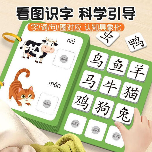 幼儿识字早教安静书宝宝粘贴书儿童魔术贴卡片玩具认字卡 【识字安静书】认识动作 无规格
