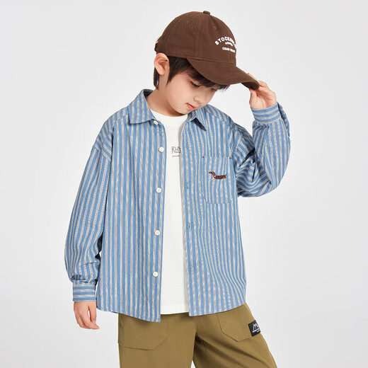 Duojia Dachshund Puppy Boys Casual Shirt 2025 Autumn New Striped Shirt Children's Fashion Handsome Thin Jacket