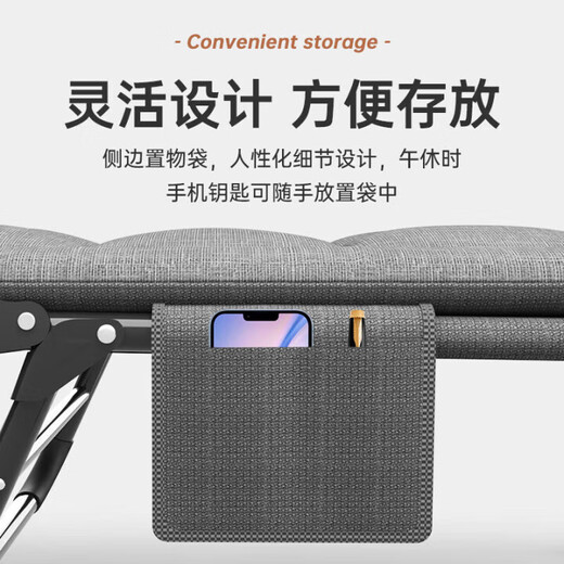 Nanjiren folding bed recliner single bed office nap chair folding nap bed companion bed simple camp bed light hemp gray