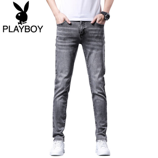 花花公子（PLAYBOY）夏季速干薄款男士牛仔裤百搭修身小脚弹力裤子男韩版潮流青年长裤 1049 28