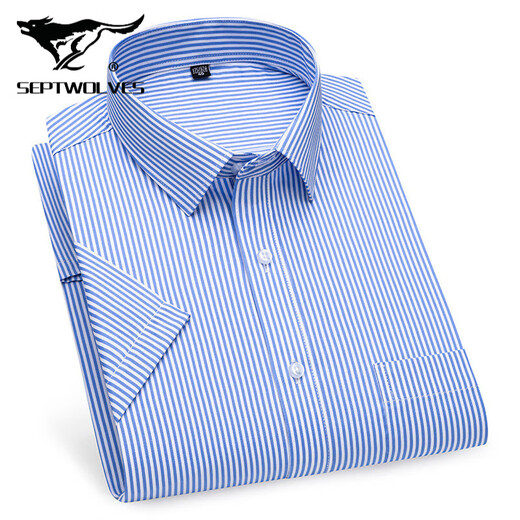 Sieben Wolfs 2025 Sommer Herren-No-Lösungs-Kurzarm-Shirt mit mittleren Altersgeschäften Middel Kleidung Fashion Comfort High-End-Baumwoll-Shirt DX6629 42