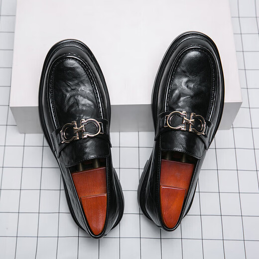 Fat Donglai DL Echtes Leder -Herren -Slipper Lazy Trend Frühlingsschuhe Britische Freizeitlederschuhe Doudou Wenzhou Lederschuhe 3518 Black_t.s.l Genauer Lederstil 38