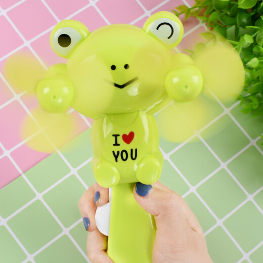 Xinxin Jingyi Frog Two-Headed Hand-pressed Mini Small Fan Cute Cartoon Small Handheld Outdoor Portable Outdoor Student Used for Children and Girls Creative Double-Headed Manual Rotating Electric Fan
