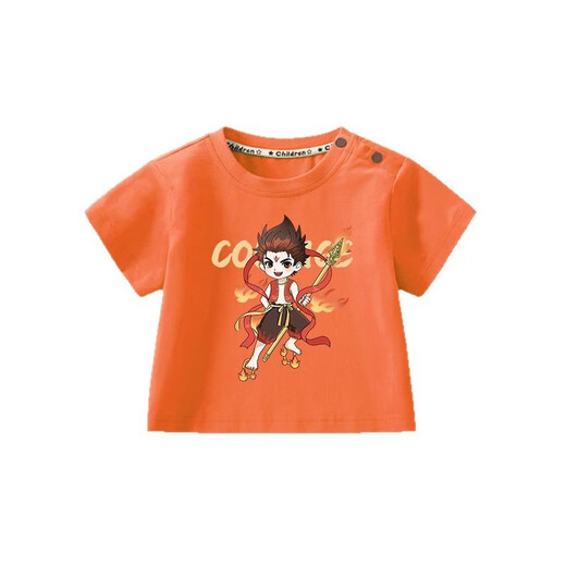 Hanzer Hancrers Sommer neuer Stil Junge A-Klasse reines Baumwoll-T-Shirt Baby Nezha Top Children Sommer Kinderkleidung Frauen AP15868 Pulver 90 cm