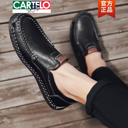 Cartelo 2025 весна и осенняя модная модная обувь для мужчин подлинная кожаная мягкая подошва повседневная кожа