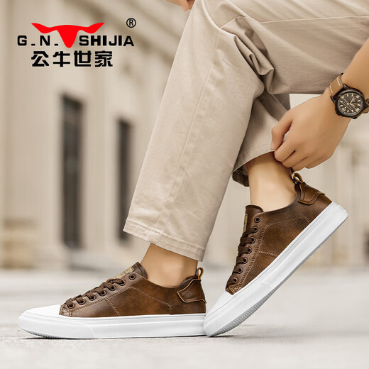 G.N.Shijia Light Luxury Brand Herrenschuhe Frühling und Sommer Neugeschäft Casual Schuhe Herren weiße Schuhe Herrenbronze [Vier-Jahreszeiten-Single-Schuhe] GN124101003 41