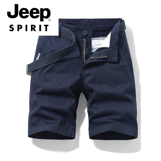 JEEP SPIRIT品牌优选多口袋纯棉工装短裤男宽松直筒五分2025夏季ins休闲中裤 17152黑色 (不含腰带) 33 2尺6（135-150斤）