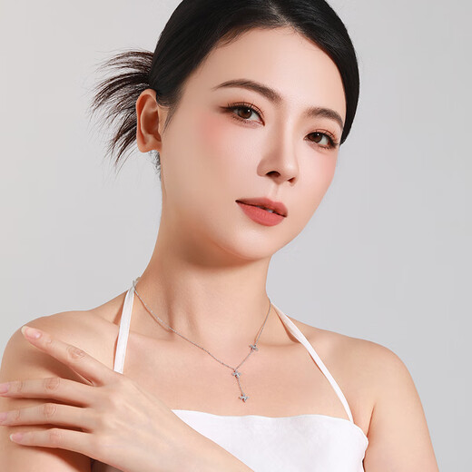 Mengjinyuan Platinum Necklace Four-leaf Clover Chain PT950 Platinum O-shaped Chain Versatile Birthday Gift for Girlfriend Weight Approximately 4.45g Chain Length Approximately 45cm
