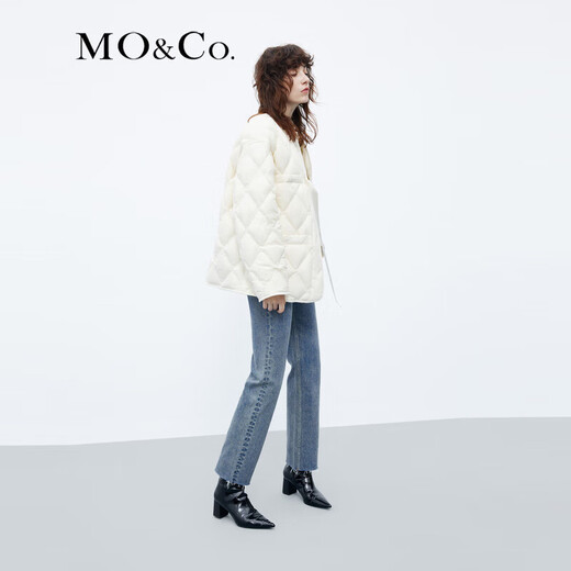 MO&Co. 90% duck down kimono style strappy diamond silhouette down jacket top for women
