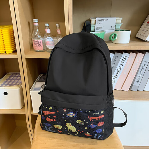 书包女高中生初中生小学生双肩包大学生电脑包简约时尚旅行背包 灰色 SG8459