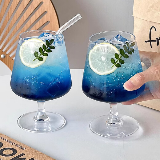 Glimmer ins style short-footed glass cocktail cup drink cup soda sparkling water cup drink bartending cup high-end short-footed rhombus cup 460ML 2 pieces