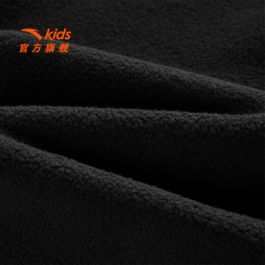 安踏儿童外套男女童装2025秋季新款舒适保暖时尚亲肤摇粒绒外套 基础黑-1 165