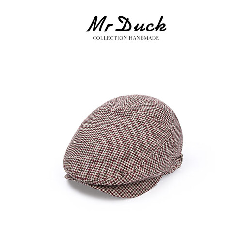 Mr DUCK new product British houndstooth beret linen duck cap for men and women MW361113-Chinese style southern red M (55-58cm)