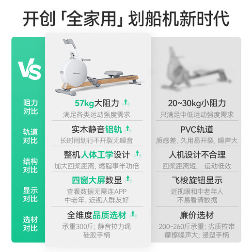 MERACH rowing machine household magnetic resistance silent super fat-burning fitness equipment comprehensive training device small rowing machine Q3 Q1 plug-in model ink black - support HUAWEI