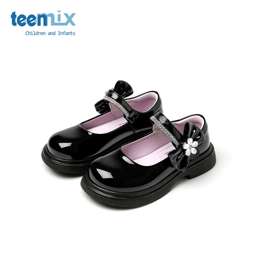 Tianmei Children's Shoes Children's Small Leather Shoes Girls' Shoes Single Shoes Female Baby Performance Princess Shoes 2025 Spring New Black 32