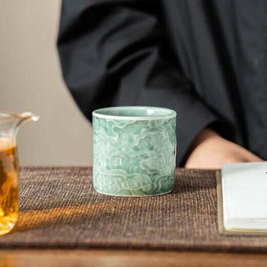Chinese Xiangyun Longquan Celadon Tea Cup Master Cup Personal-Specialized Ceramic Large Single Cup Kung Fu Tea Set Tea Cup Celadon Xiangyun Master Cup*2 Pack 105ml