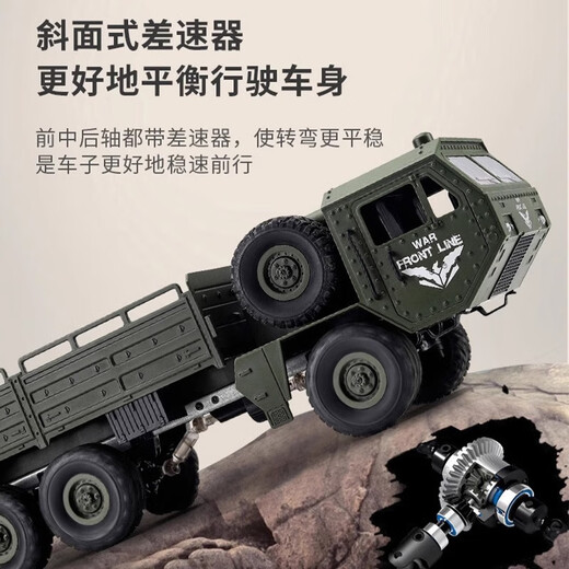 Shantoulin Village large electric remote control vehicle Dongfeng No. 9 transport truck 2.4G six-wheel drive simulated off-road army card children's toy Dongfeng No. 9 six-wheel drive 2 pieces for remote control + screwdriver